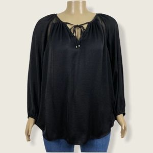 Jennifer Lopez Mesh Insert Peasant Blouse Shirt 2X